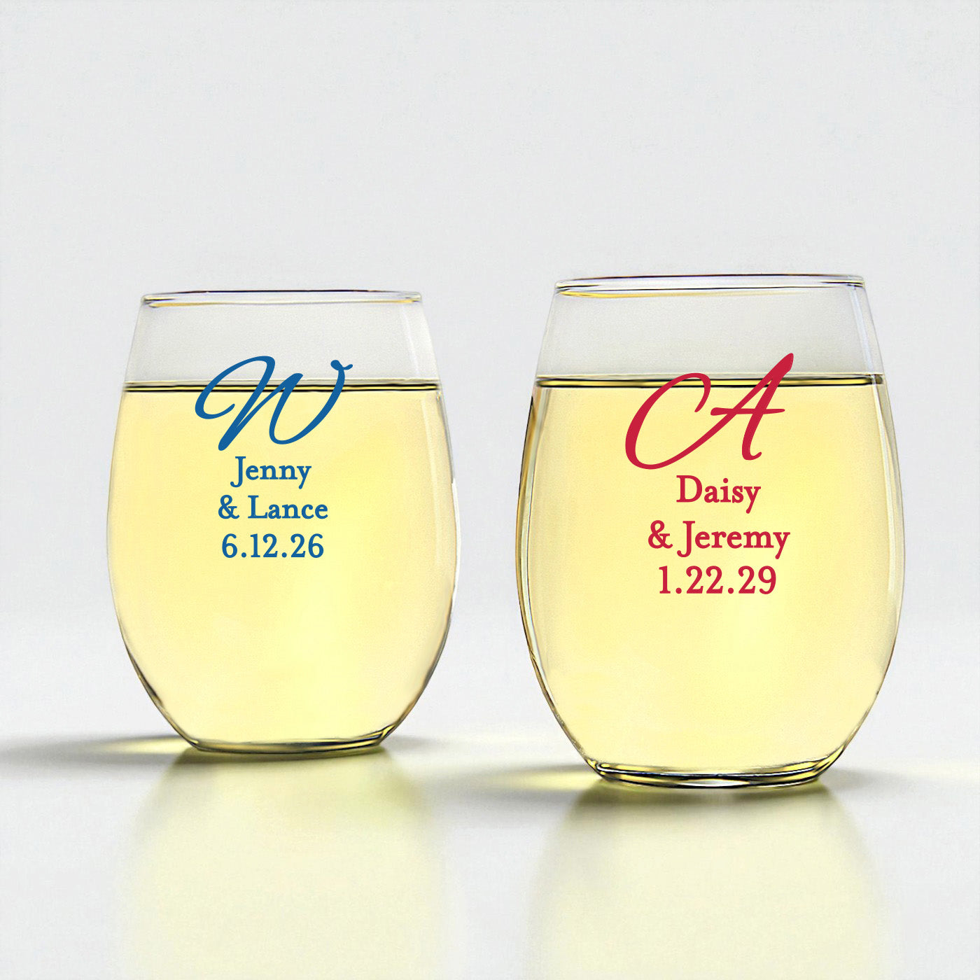 Monogram Script Personalized 9 oz. Stemless Wine Glass - Set of 24