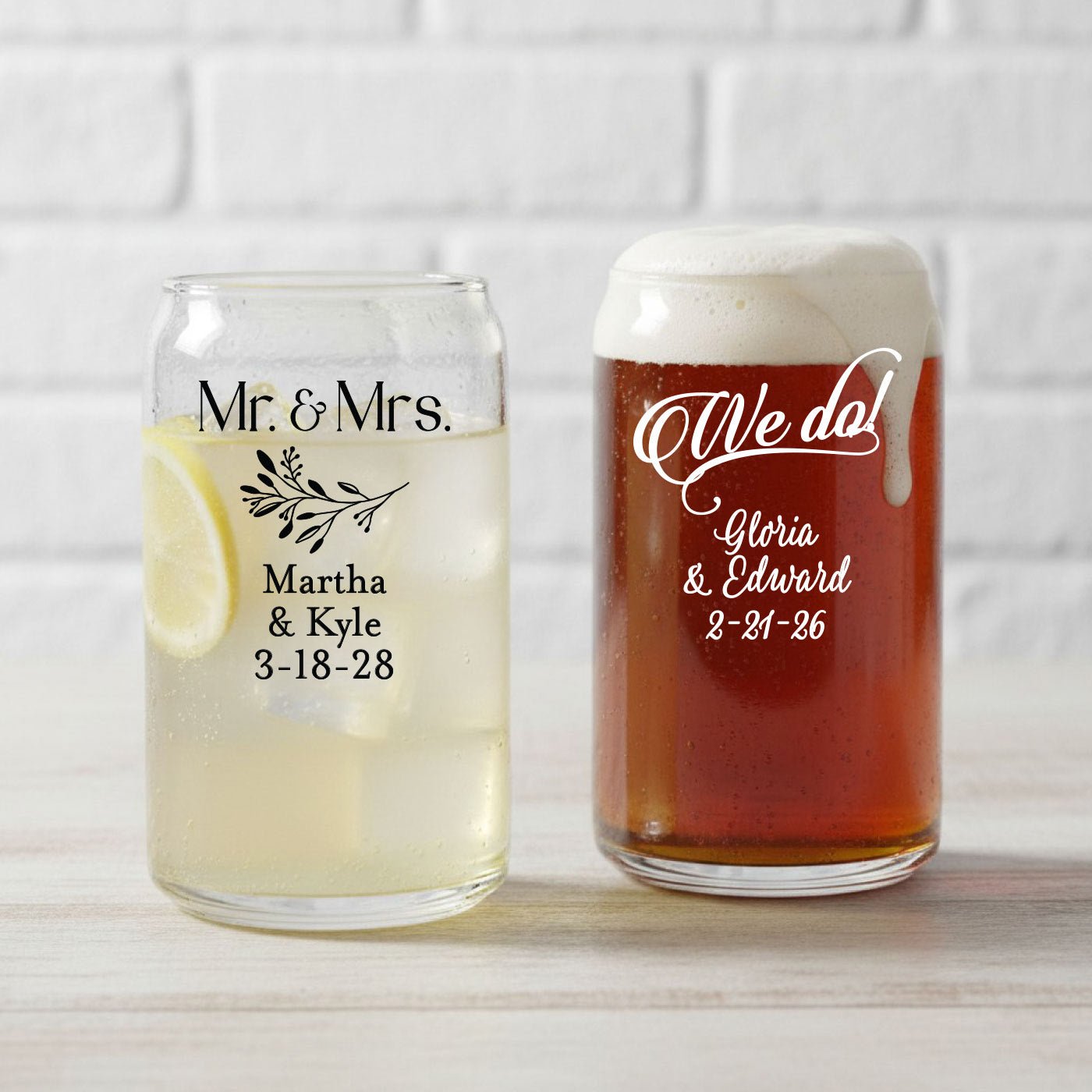 Wedding Personalized Can Cooler Glass - Set of 18