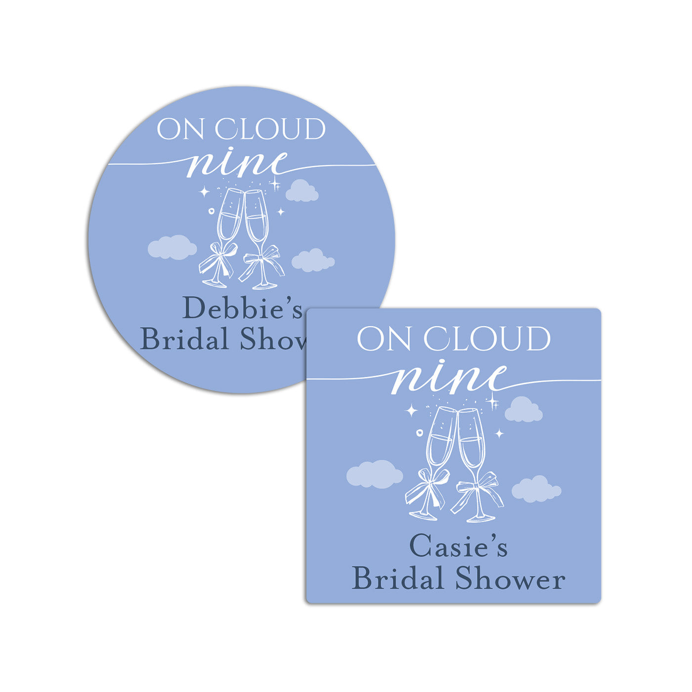 On Cloud Nine Personalized Round/Square Labels - Set of 24