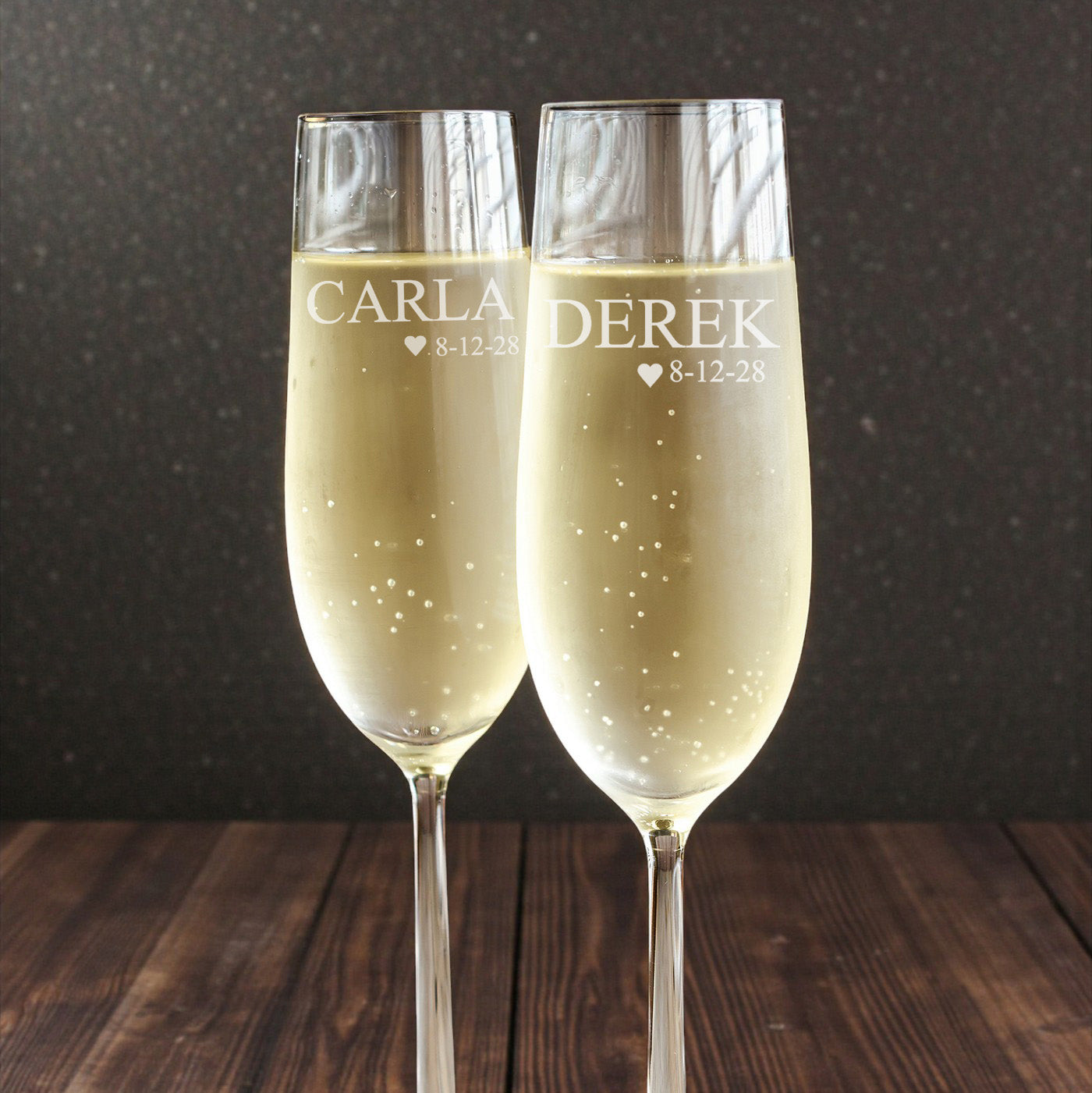 Sweethearts Engraved Personalized Wedding Champagne Flutes