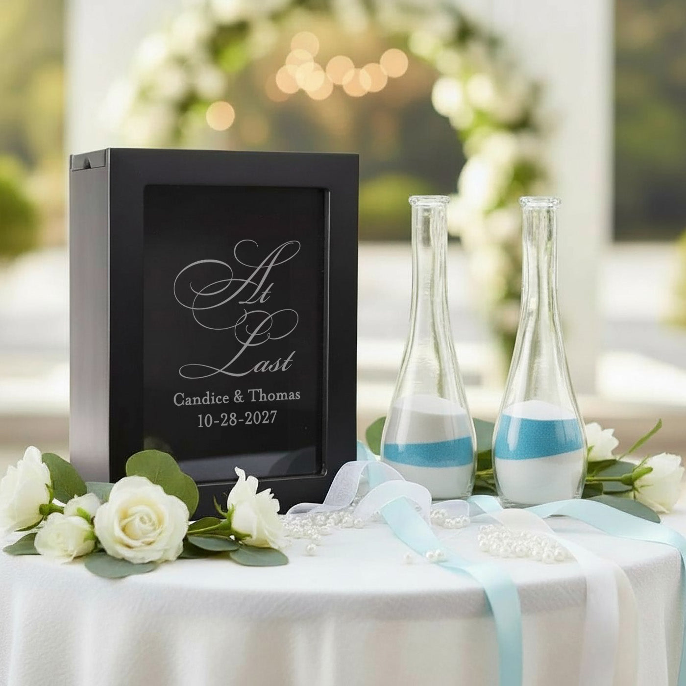 At Last Sand Ceremony Set, Personalized 3-Piece Wedding Shadow Box Frame
