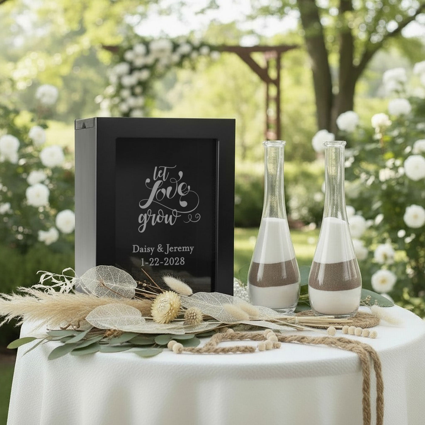 Let Love Grow Sand Ceremony Set, Personalized 3-Piece Wedding Shadow Box Frame