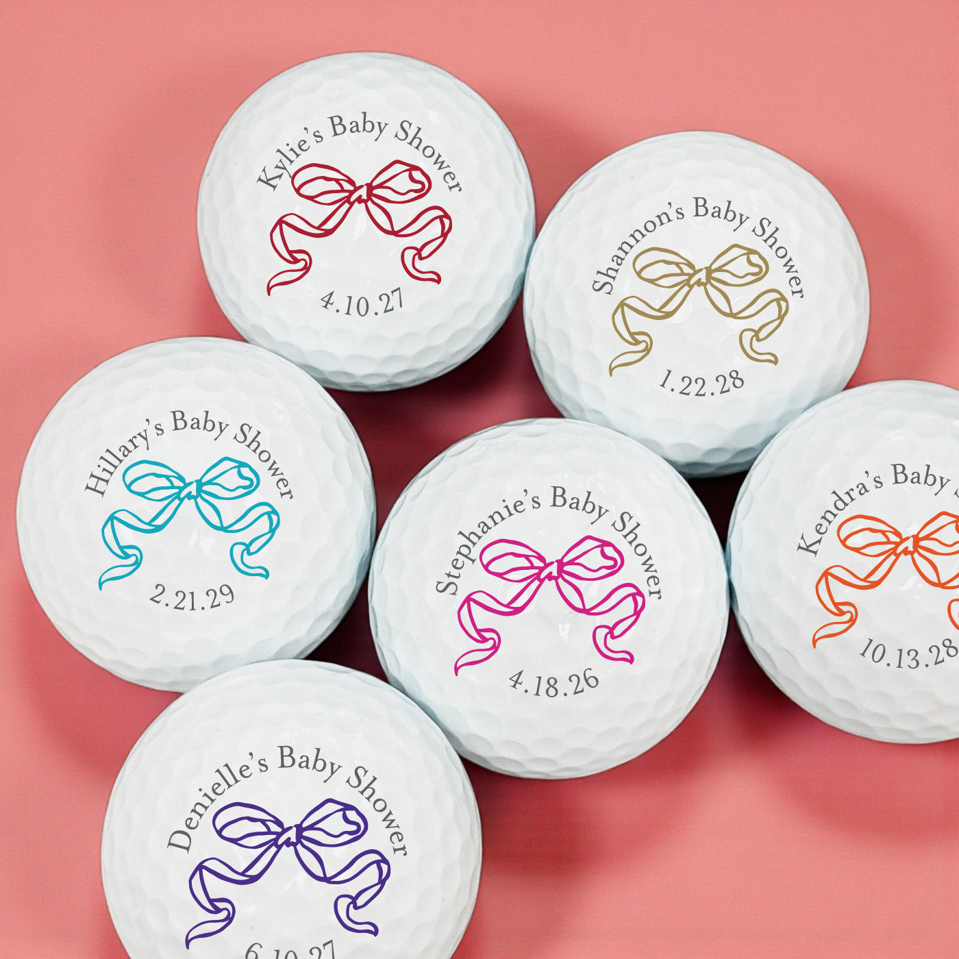 Pink Bow Personalized Golf Balls - Set of 12