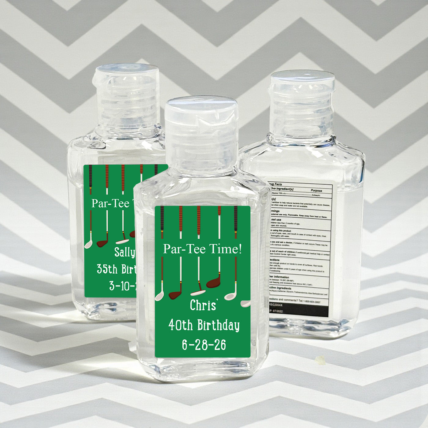 Par Tee Time Personalized Rectangle Hand Sanitizer - Set of 12