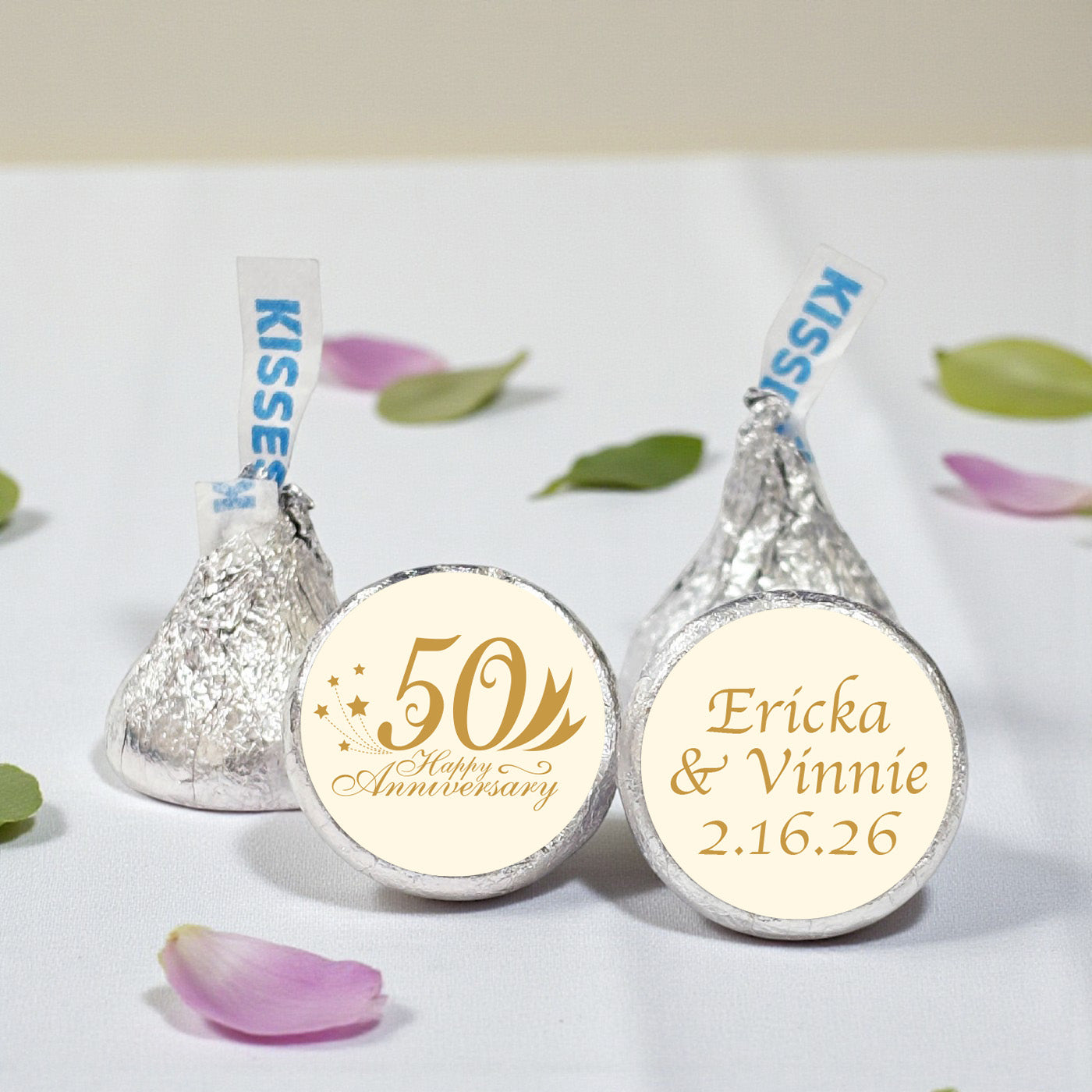 50th Wedding Anniversary Personalized Hershey's Kisses - Set of 100