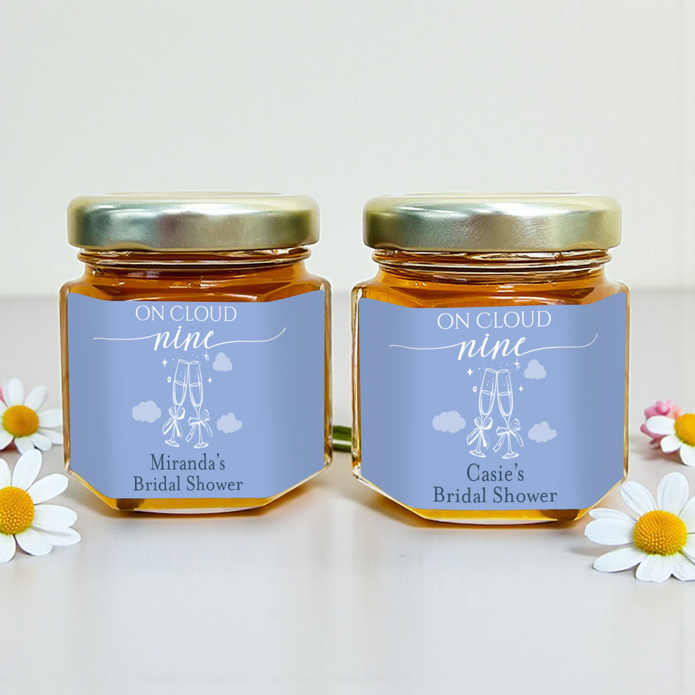 On Cloud Nine Personalized Mini Honey Jar Filled with Honey - Set of 12
