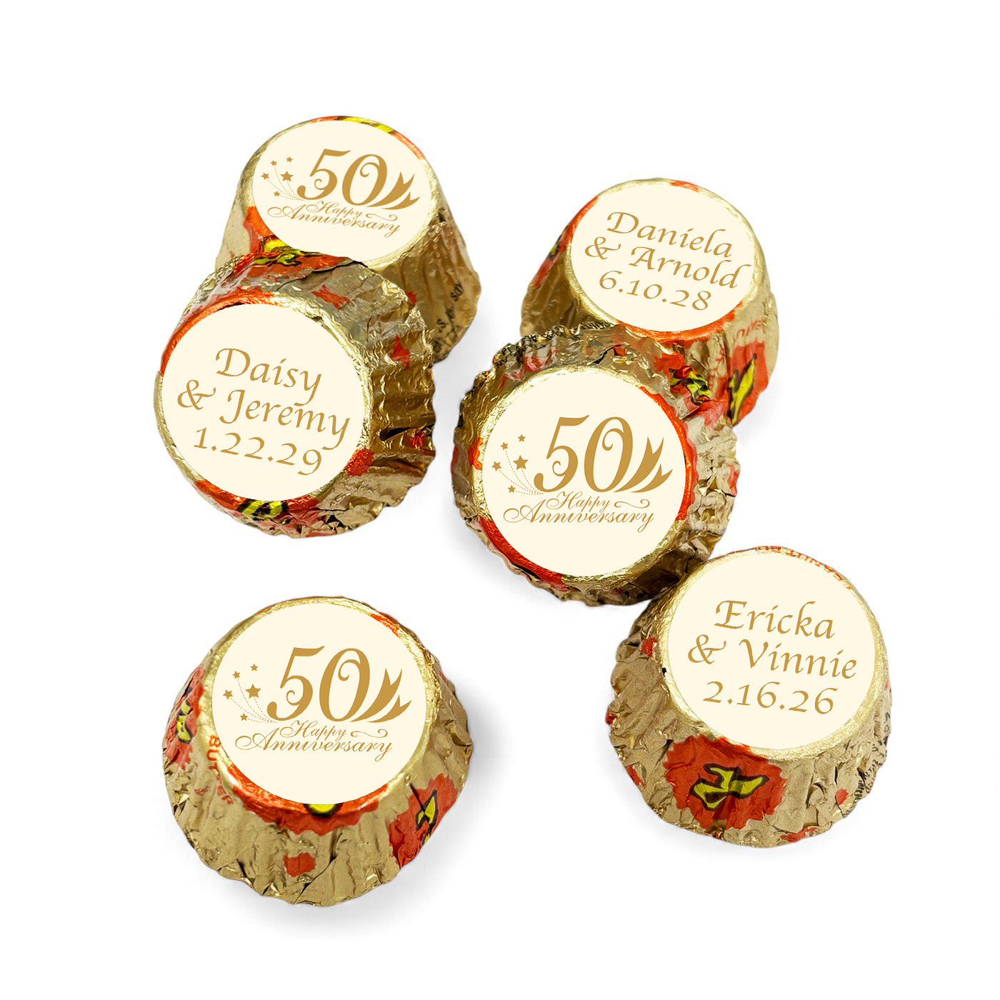 50th Wedding Anniversary Personalized Reese's Miniature Peanut Butter Cups