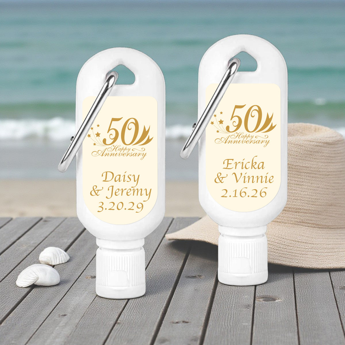 50th Wedding Anniversary Personalized Mini Sunscreen - Set of 6