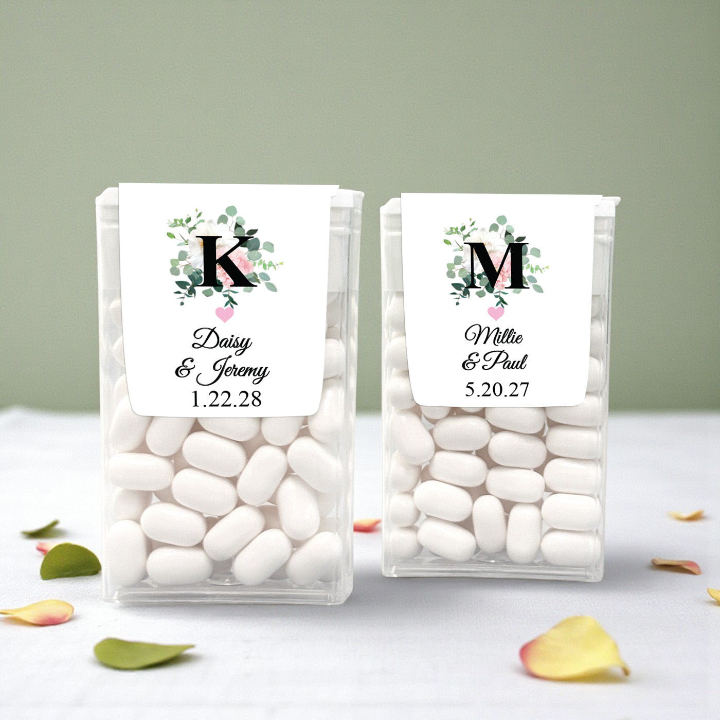 Initial Spring Flowers Personalized Tic Tac Labels- Set of 24