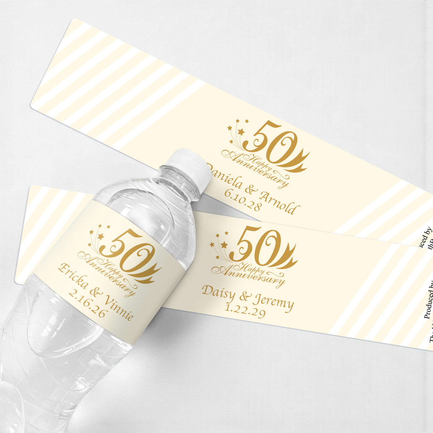 50th Wedding Anniversary Personalized Water Bottle Labels - Set of 12