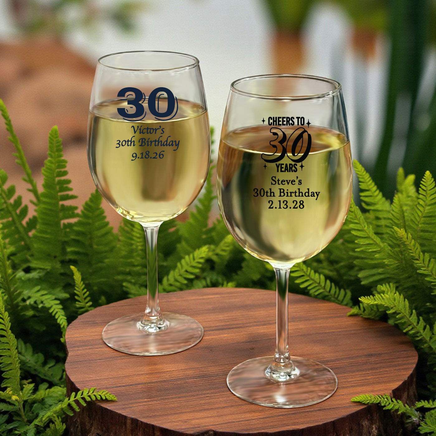 30th Birthday Personalized Wine Glass with Stem - Set of 24