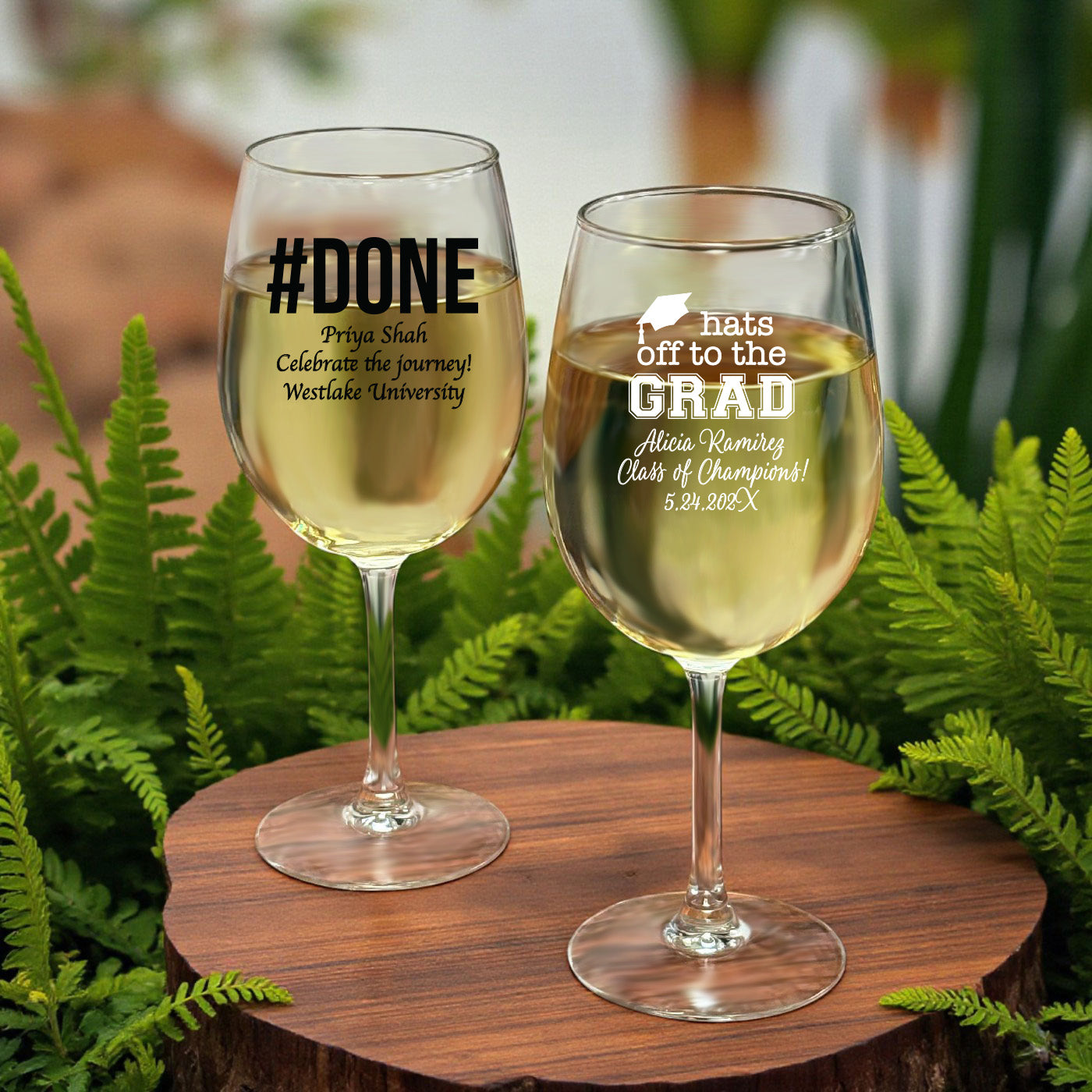 Graduation Personalized Wine Glass - Set of 24