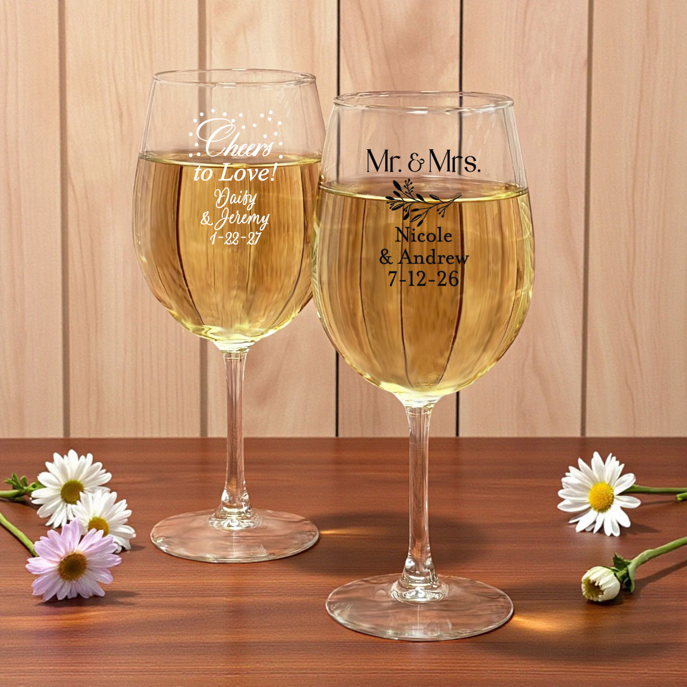 Wedding Personalized Wine Glass with Stem - Set of 24