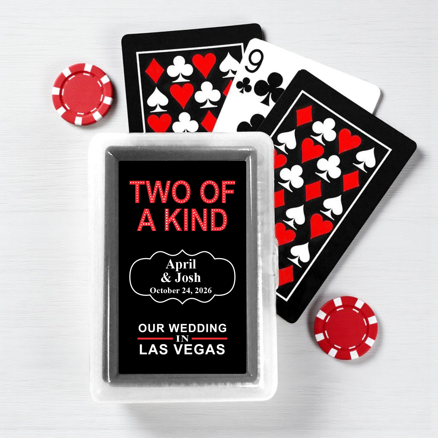 Two of A Kind Las Vegas Wedding Personalized Playing Cards - Set of 10