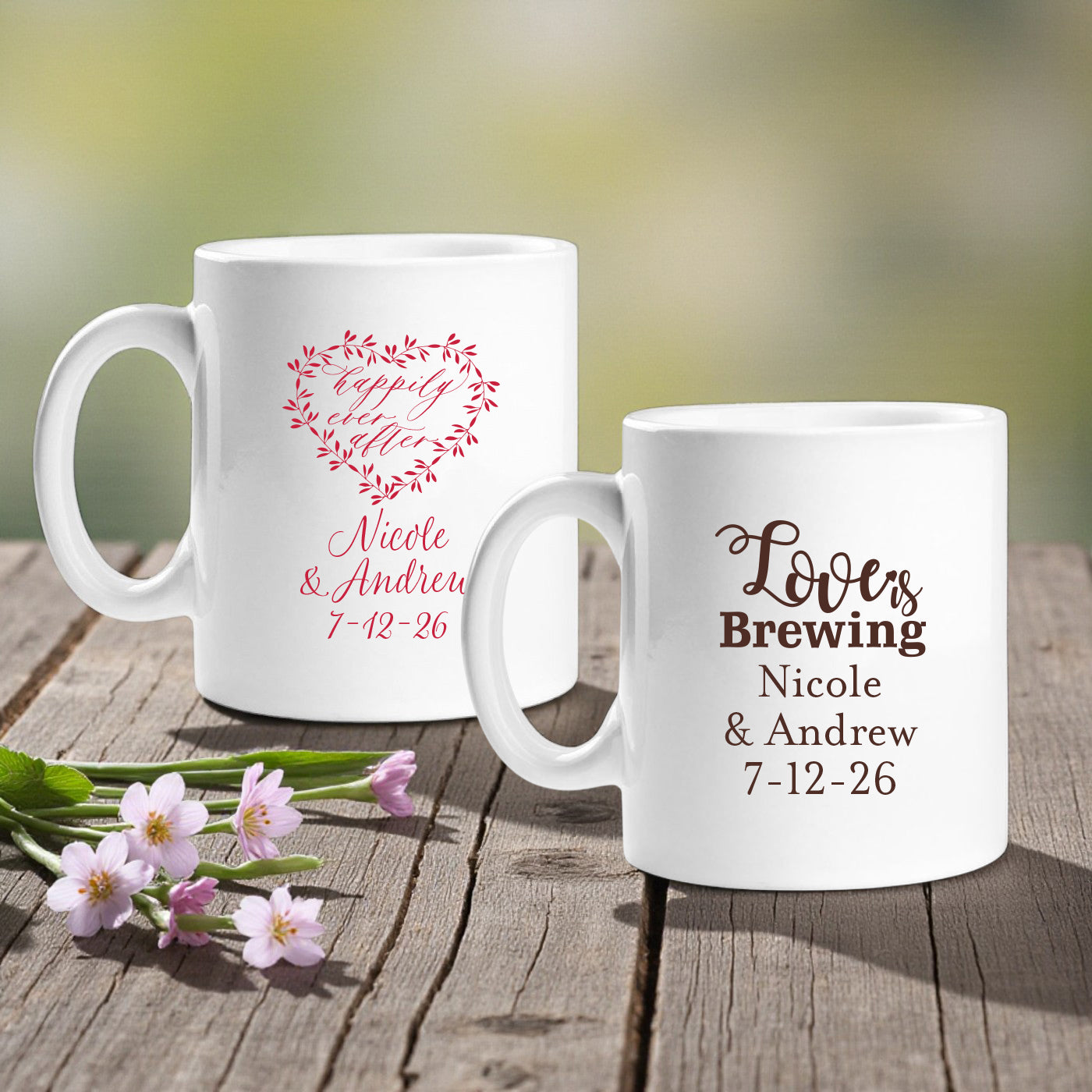 Wedding Personalized Ceramic Coffee Mugs - Set of 12