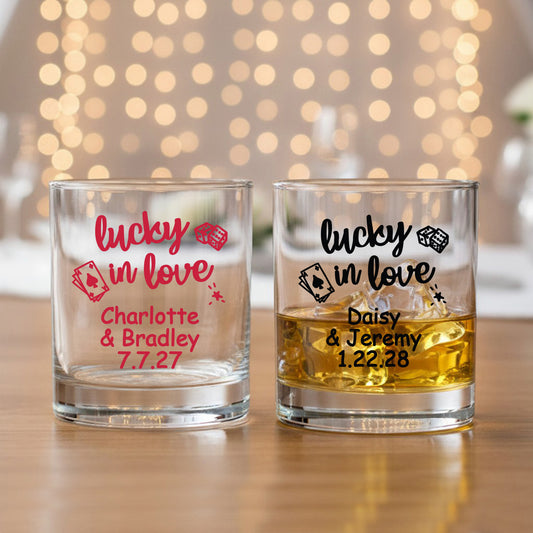 Lucky In Love Personalized Whiskey Bourbon Glass - Set of 18