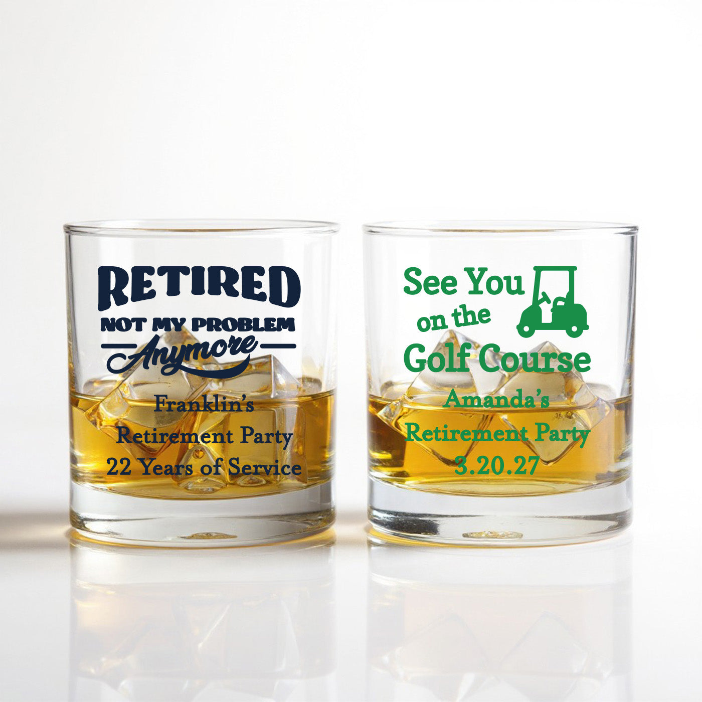 Retirement Personalized Whiskey Bourbon Glass - Set of 18