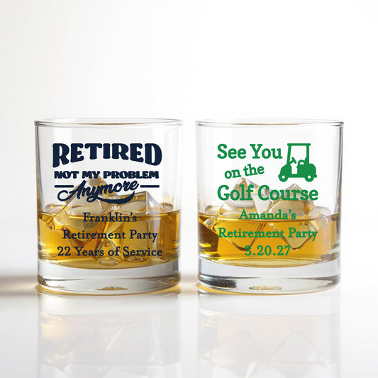 Retirement Personalized Whiskey Bourbon Glass - Set of 18
