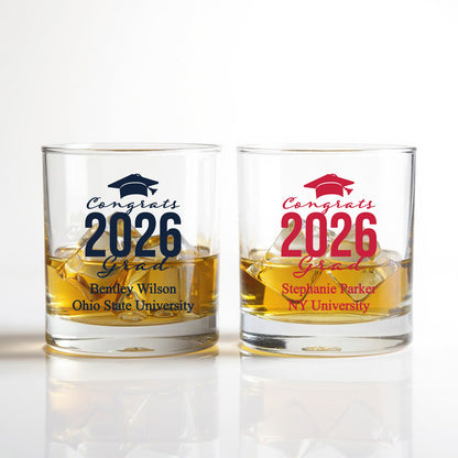 Congrats Grad Personalized Whiskey Bourbon Glass - Set of 18