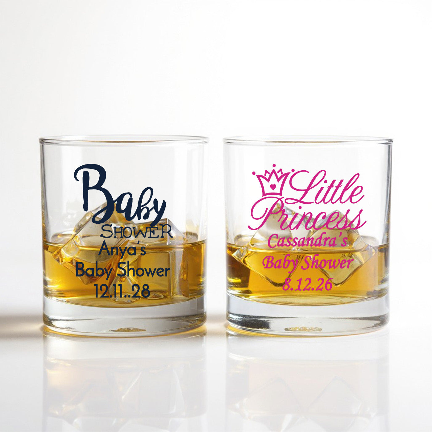Baby Shower Personalized Whiskey Bourbon Glass - Set of 18