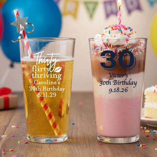 30th Birthday Personalized Pint Glass - Set of 18