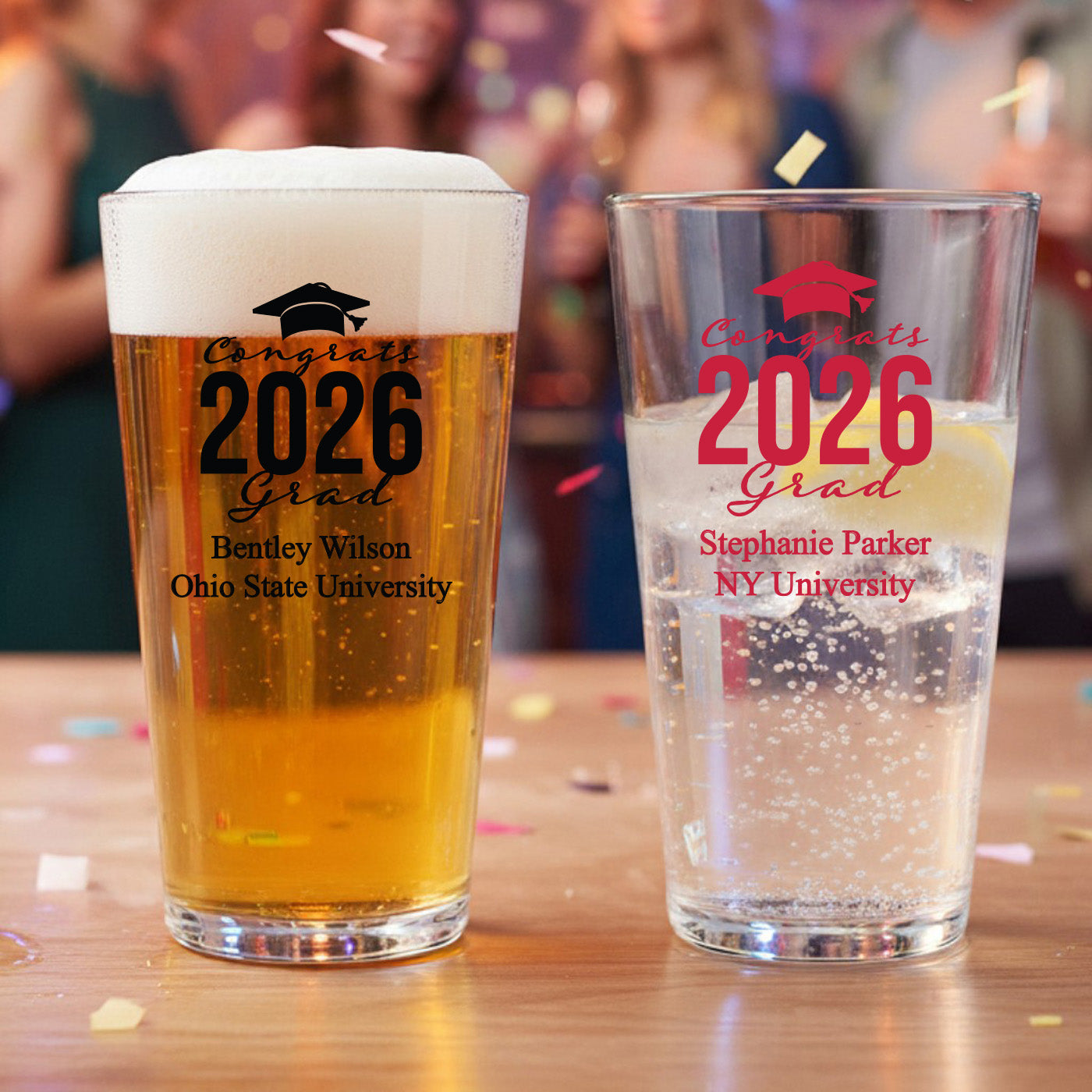 Congrats Grad Personalized Pint Glass - Set of 18