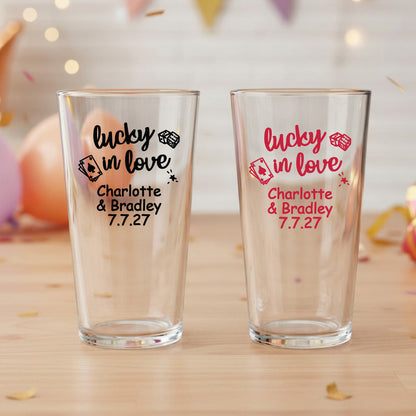 Lucky In Love Personalized Personalized Pint Glass - Set of 18