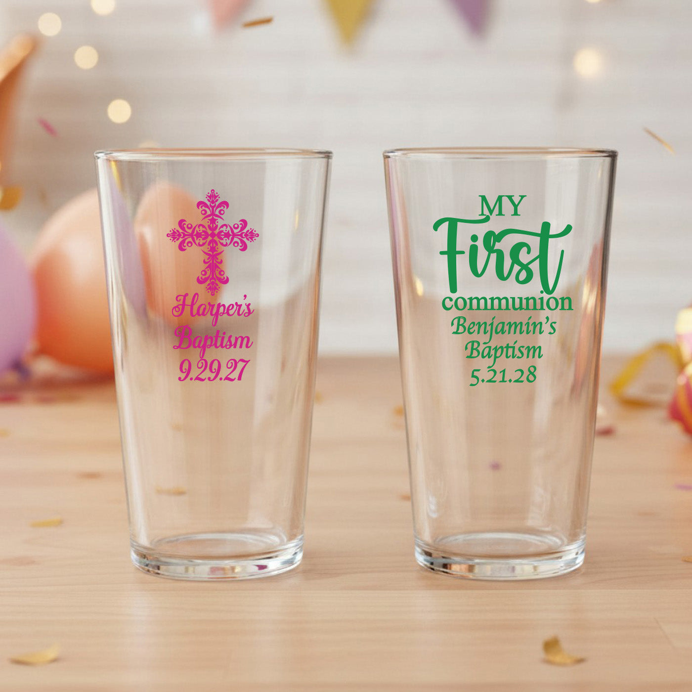 Religious Personalized Pint Glass - Set of 18