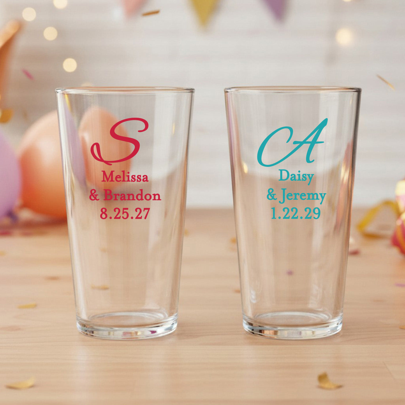 Monogram Script Personalized Pint Glass - Set of 18