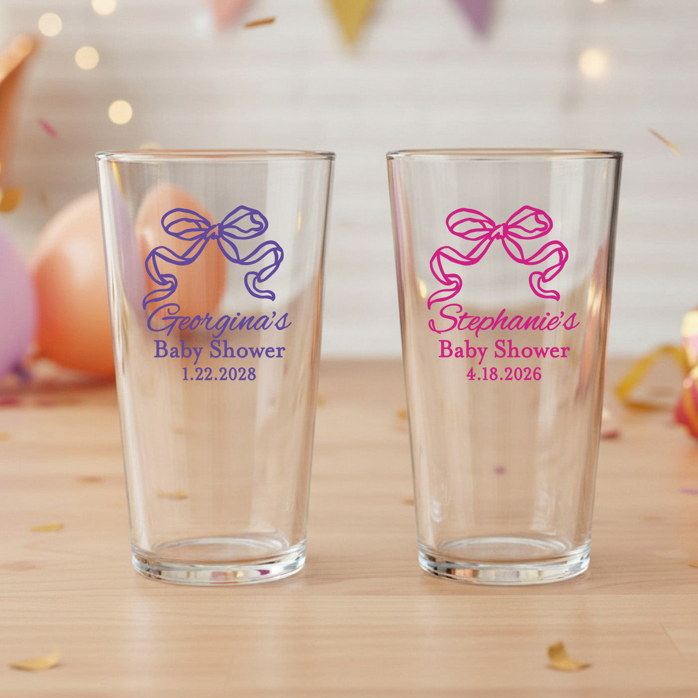Bow Personalized Pint Glass - Set of 18