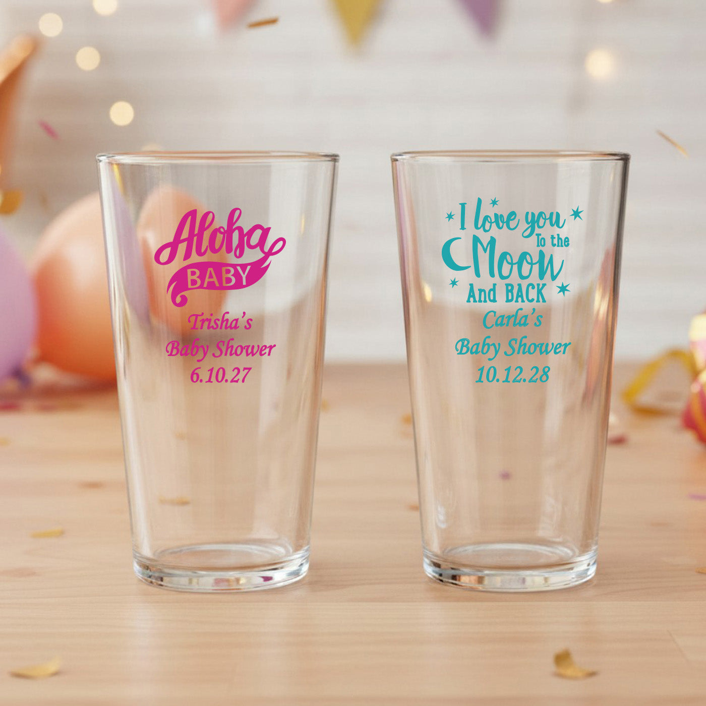 Baby Shower Personalized Pint Beer Glass - Set of 18