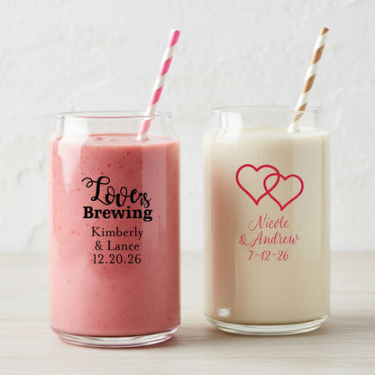 Wedding Personalized Can Cooler Glass - Set of 18