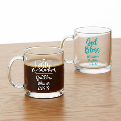 Religious Personalized Clear Glass Mug  - Set of 18