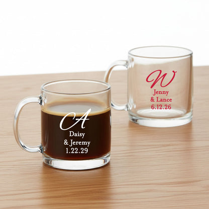 Monogram Script Personalized Clear Glass Mug  - Set of 18