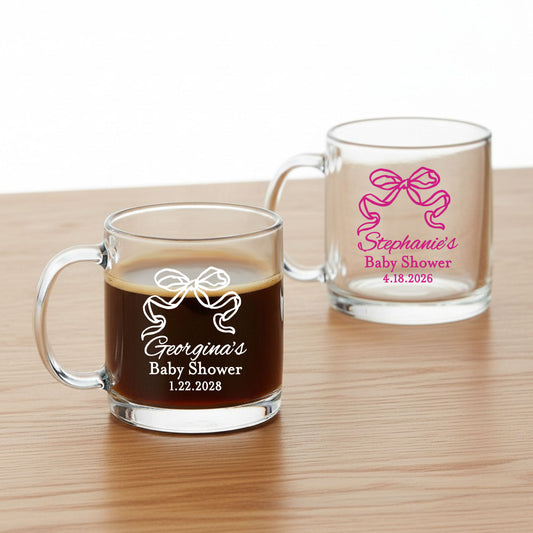 Bow Personalized Clear Glass Mug  - Set of 18