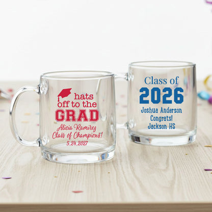Graduation Personalized Clear Glass Mug  - Set of 18