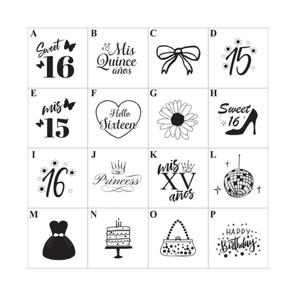 Sweet 16 or Mis Quince Personalized Stemless Champagne Glass - Set of 24