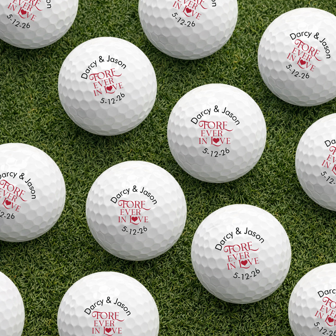 Fore-Ever In Love Personalized Golf Balls - Set of 12