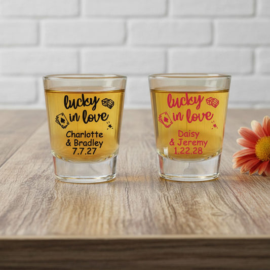 Lucky In Love Personalized Fluted Shot Glass - Set of 24