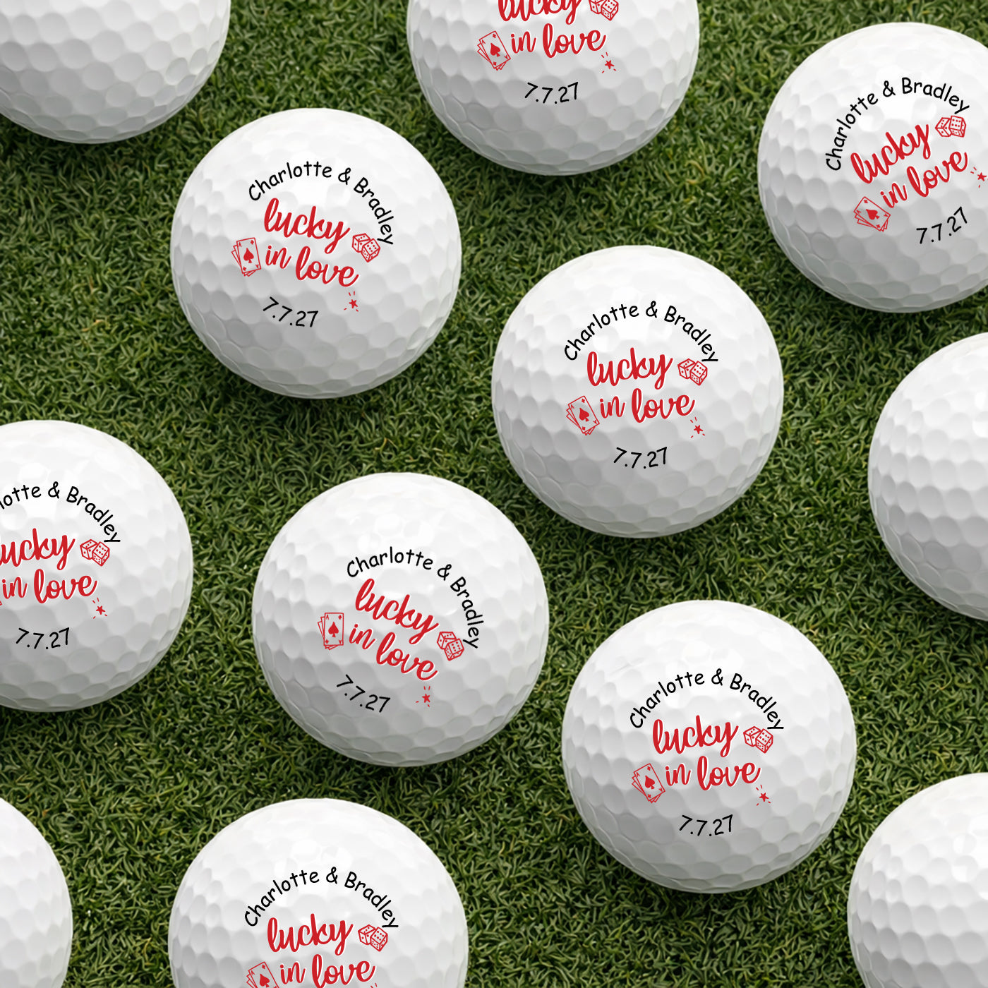 Lucky In Love Personalized Golf Balls - Set of 12