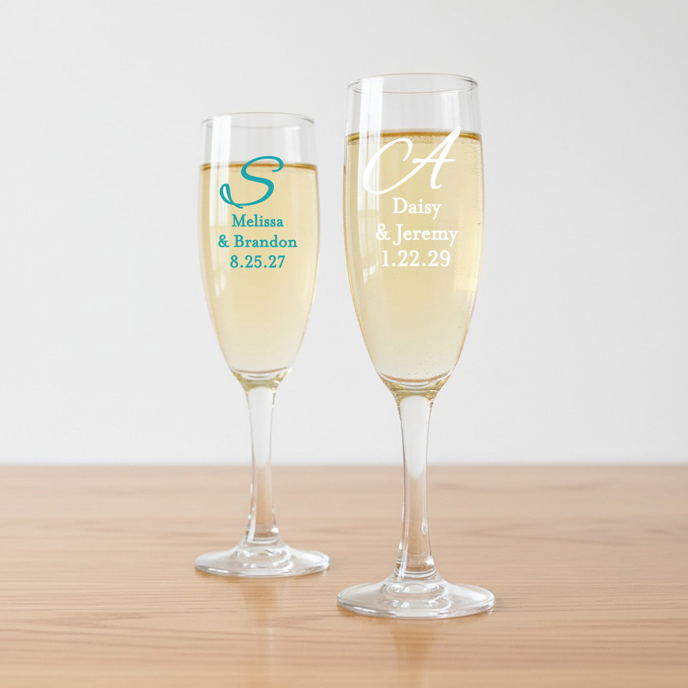Monogram Script Personalized Champagne Glass - Set of 24