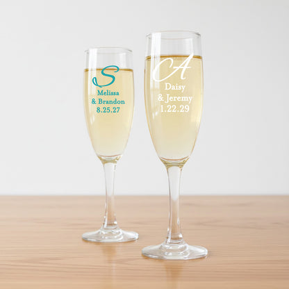 Monogram Script Personalized Champagne Glass - Set of 24