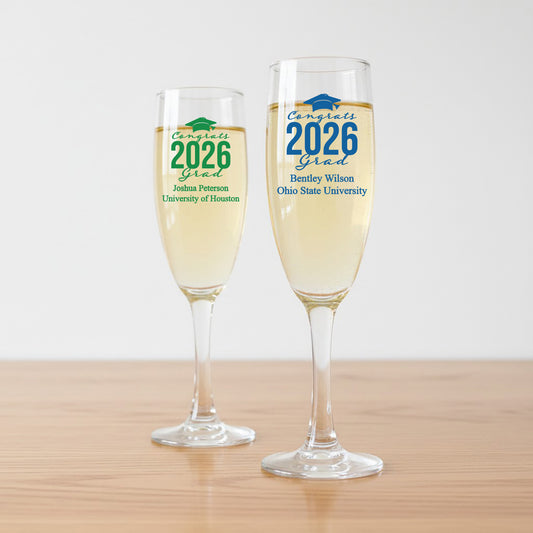 Congrats Grad Personalized Champagne Glass - Set of 24