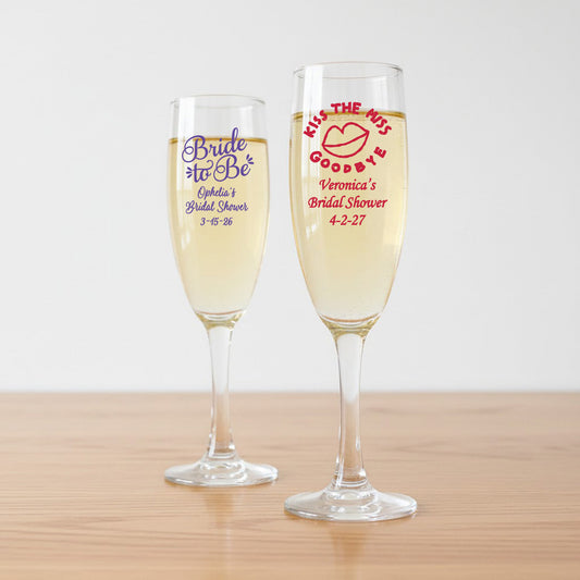 Bridal Shower Personalized Champagne Glass - Set of 24
