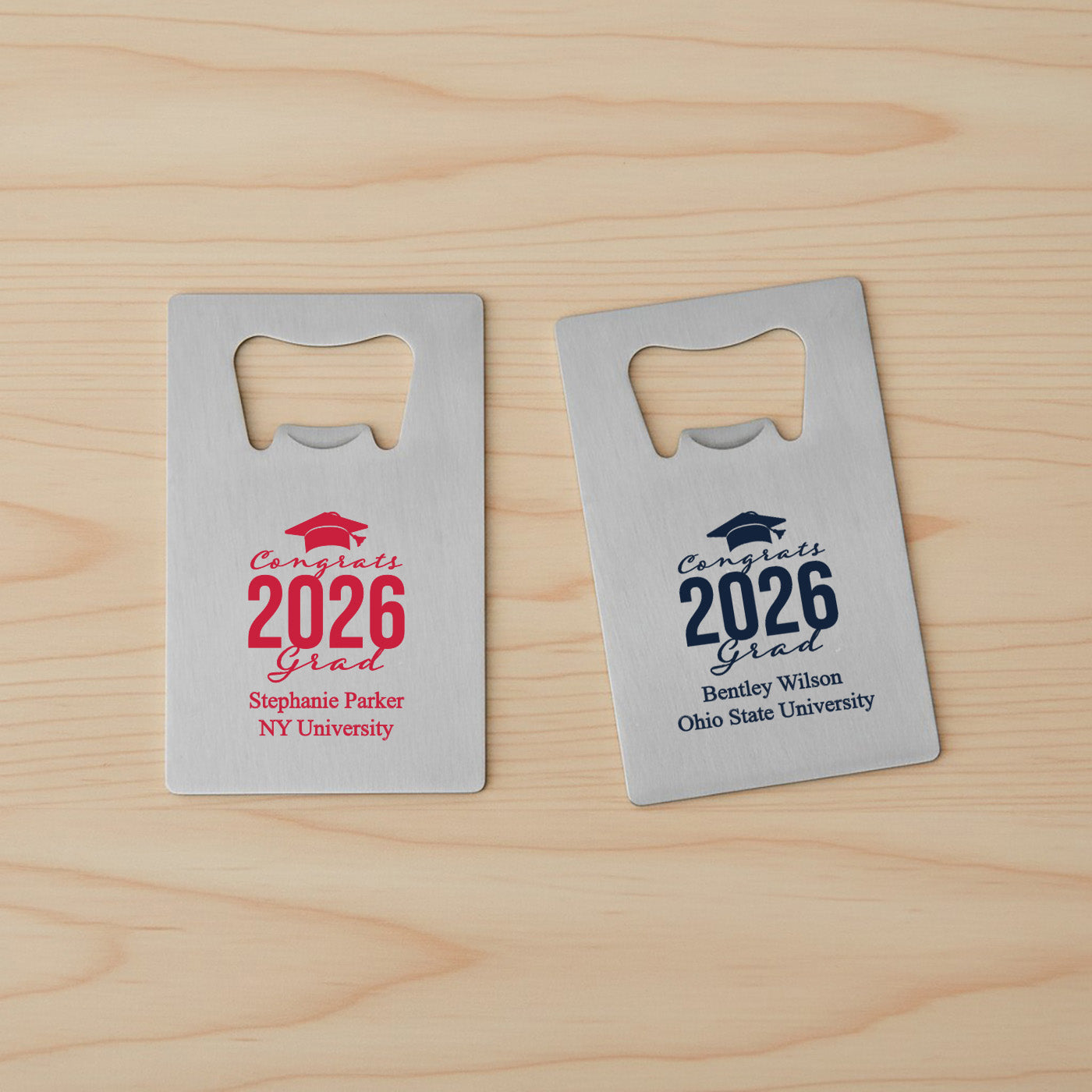 Congrats Grad Personalized Silver Credit Card Bottle Opener - Set of 24