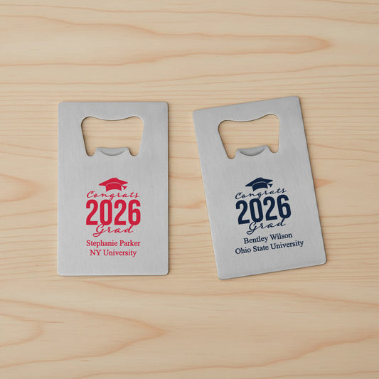 Congrats Grad Personalized Silver Credit Card Bottle Opener - Set of 24