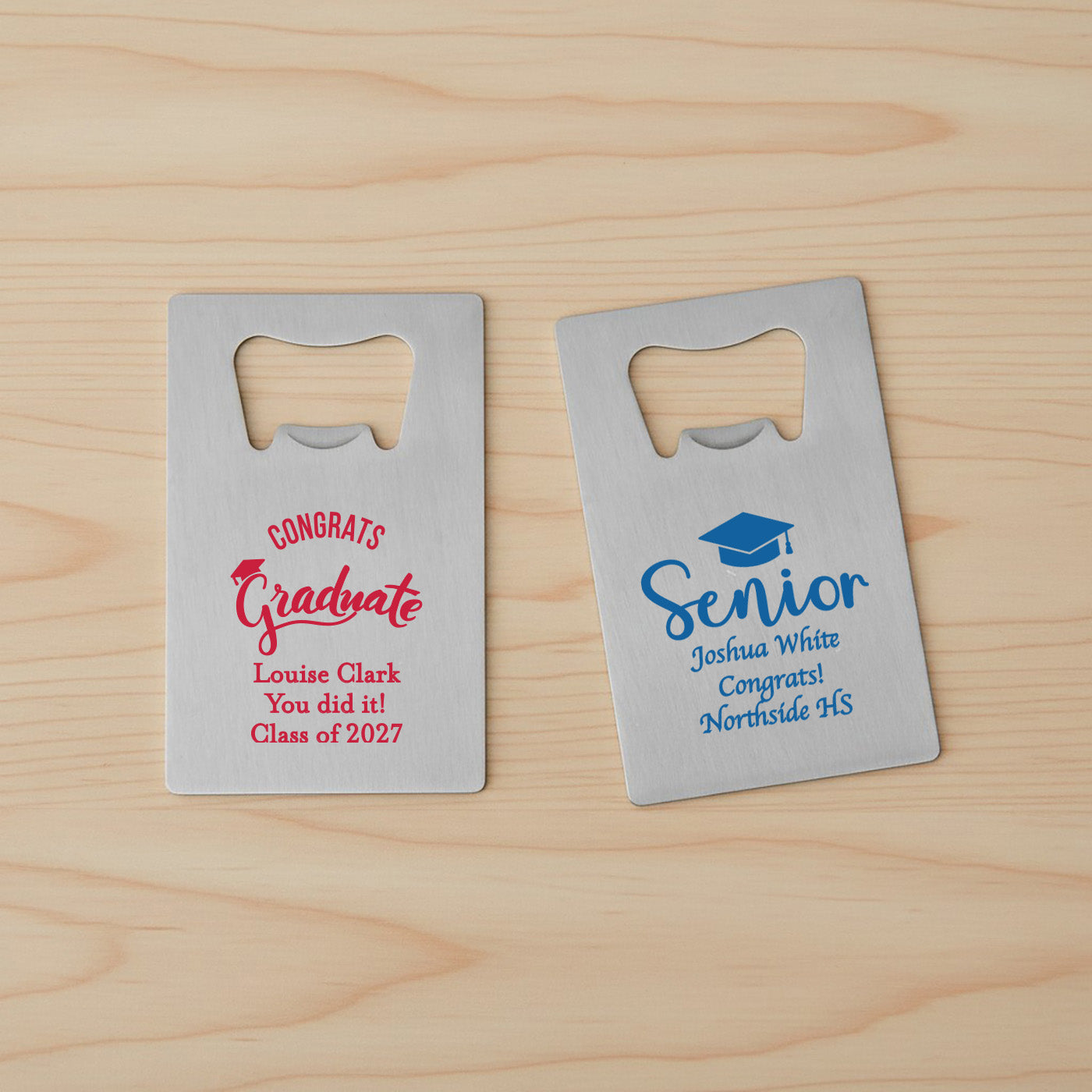 Graduation Personalized Silver Credit Card Bottle Opener - Set of 24