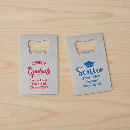 Graduation Personalized Silver Credit Card Bottle Opener - Set of 24