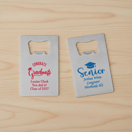 Graduation Personalized Silver Credit Card Bottle Opener - Set of 24