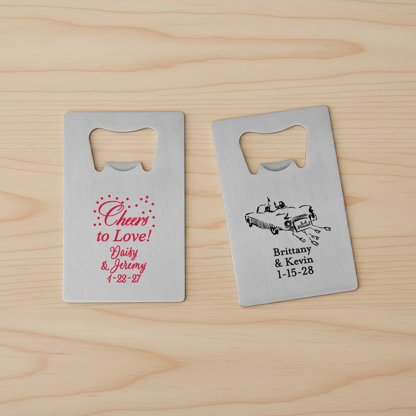 Wedding Personalized Silver Credit Card Bottle Opener - Set of 24